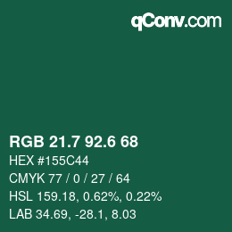 カラーコード: RGB 21.7 92.6 68 | qconv.com