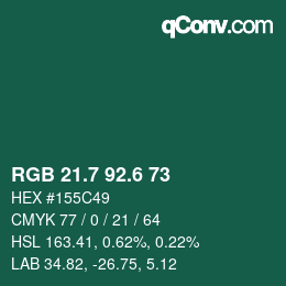 カラーコード: RGB 21.7 92.6 73 | qconv.com