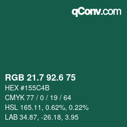 カラーコード: RGB 21.7 92.6 75 | qconv.com