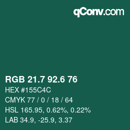 カラーコード: RGB 21.7 92.6 76 | qconv.com
