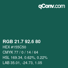 カラーコード: RGB 21.7 92.6 80 | qconv.com