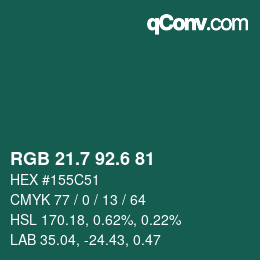カラーコード: RGB 21.7 92.6 81 | qconv.com