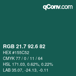 カラーコード: RGB 21.7 92.6 82 | qconv.com