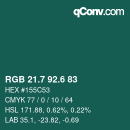 カラーコード: RGB 21.7 92.6 83 | qconv.com