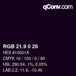 Color code: RGB 21.9 0 26 | qconv.com