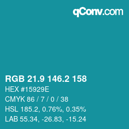 カラーコード: RGB 21.9 146.2 158 | qconv.com