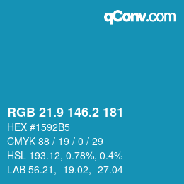 Farbcode: RGB 21.9 146.2 181 | qconv.com