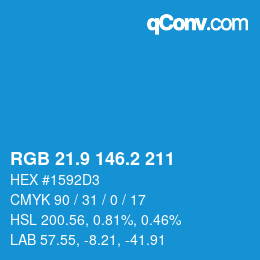 カラーコード: RGB 21.9 146.2 211 | qconv.com