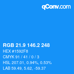 Color code: RGB 21.9 146.2 248 | qconv.com