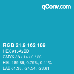 カラーコード: RGB 21.9 162 189 | qconv.com
