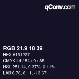 Color code: RGB 21.9 18 39 | qconv.com
