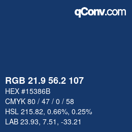 Color code: RGB 21.9 56.2 107 | qconv.com