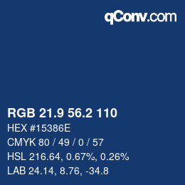 Color code: RGB 21.9 56.2 110 | qconv.com