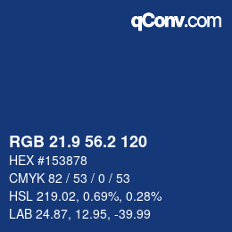 カラーコード: RGB 21.9 56.2 120 | qconv.com