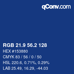 カラーコード: RGB 21.9 56.2 128 | qconv.com