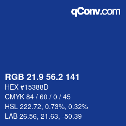 Color code: RGB 21.9 56.2 141 | qconv.com