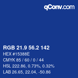 Color code: RGB 21.9 56.2 142 | qconv.com