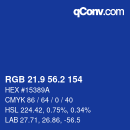 Color code: RGB 21.9 56.2 154 | qconv.com