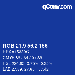 カラーコード: RGB 21.9 56.2 156 | qconv.com