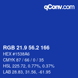 カラーコード: RGB 21.9 56.2 166 | qconv.com