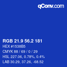 カラーコード: RGB 21.9 56.2 181 | qconv.com