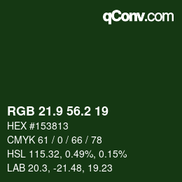 カラーコード: RGB 21.9 56.2 19 | qconv.com