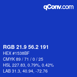 カラーコード: RGB 21.9 56.2 191 | qconv.com