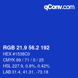 カラーコード: RGB 21.9 56.2 192 | qconv.com