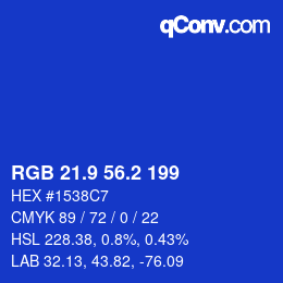 カラーコード: RGB 21.9 56.2 199 | qconv.com