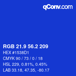 カラーコード: RGB 21.9 56.2 209 | qconv.com