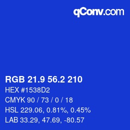カラーコード: RGB 21.9 56.2 210 | qconv.com