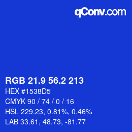 カラーコード: RGB 21.9 56.2 213 | qconv.com