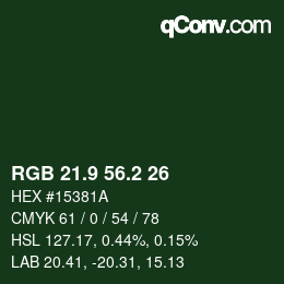 Color code: RGB 21.9 56.2 26 | qconv.com