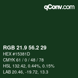 Color code: RGB 21.9 56.2 29 | qconv.com