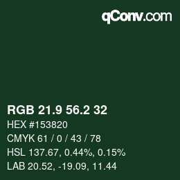Color code: RGB 21.9 56.2 32 | qconv.com