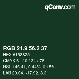 Color code: RGB 21.9 56.2 37 | qconv.com