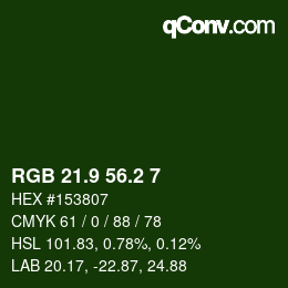 カラーコード: RGB 21.9 56.2 7 | qconv.com
