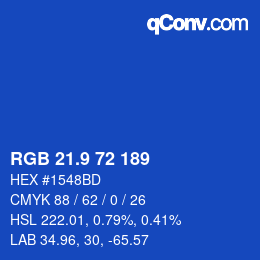 カラーコード: RGB 21.9 72 189 | qconv.com