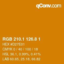 カラーコード: RGB 210.1 126.8 1 | qconv.com