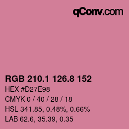 カラーコード: RGB 210.1 126.8 152 | qconv.com