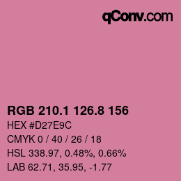 カラーコード: RGB 210.1 126.8 156 | qconv.com