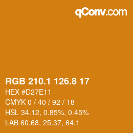 カラーコード: RGB 210.1 126.8 17 | qconv.com