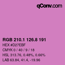カラーコード: RGB 210.1 126.8 191 | qconv.com