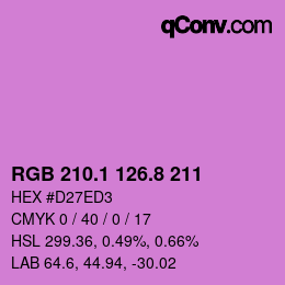 カラーコード: RGB 210.1 126.8 211 | qconv.com