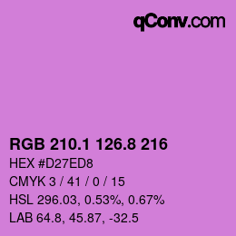 カラーコード: RGB 210.1 126.8 216 | qconv.com