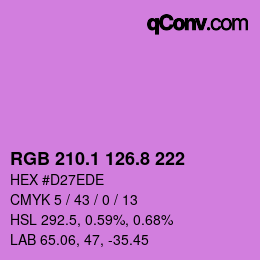 カラーコード: RGB 210.1 126.8 222 | qconv.com