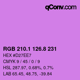 カラーコード: RGB 210.1 126.8 231 | qconv.com