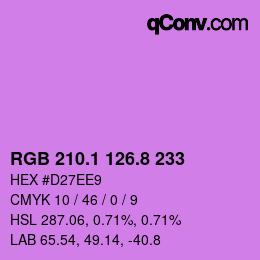 カラーコード: RGB 210.1 126.8 233 | qconv.com