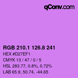 カラーコード: RGB 210.1 126.8 241 | qconv.com