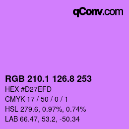 カラーコード: RGB 210.1 126.8 253 | qconv.com